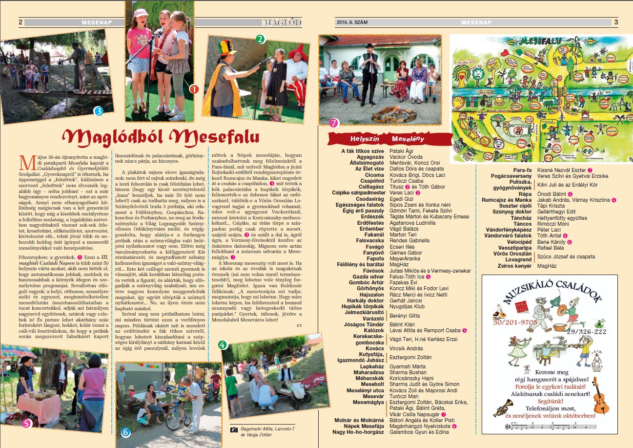 Az önkormányzati lap tudósítása a 3. Mesefaluról, 2015. május 30. (Maglód, 2015. 6. sz.)