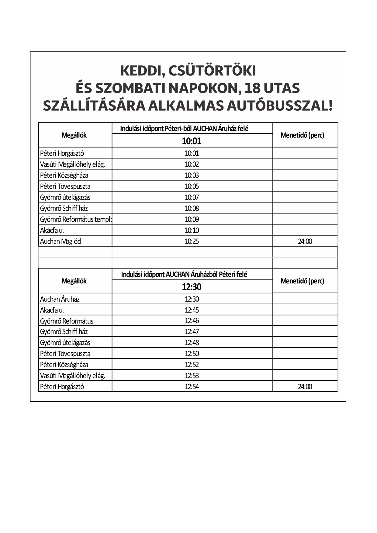 Auchan busz menetrend kép formájában, PDF-ként elérhető a képek előtti linken